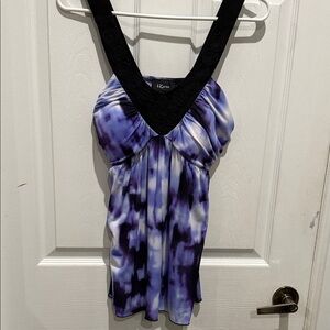 Iz Byer Black and Purple Tie-Dye Tank Top